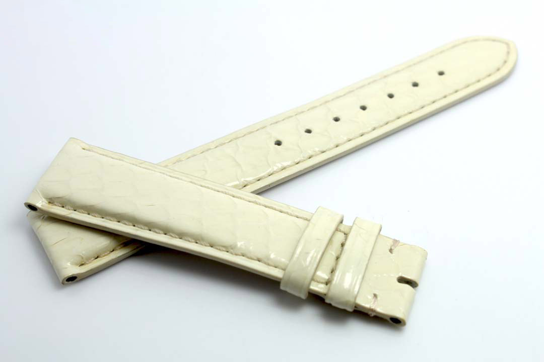 Advanced white Python leather watch strap